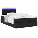 Ottoman Bed with Mattress & LEDs Black King Single Fabric - Rear View
