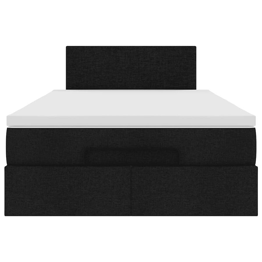 Ottoman Bed with Mattress & LEDs Black King Single Fabric