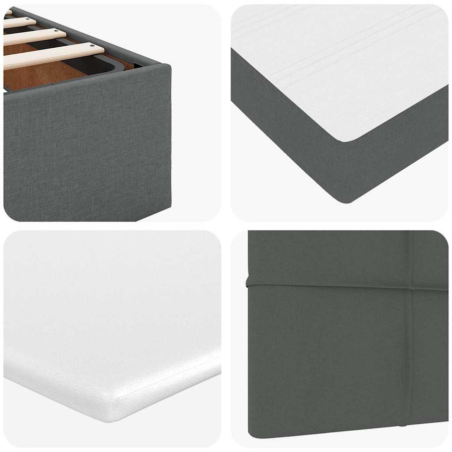 Ottoman Bed with Mattress & LEDs Dark Grey Double Fabric