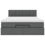 Ottoman Bed with Mattress & LEDs Dark Grey Double Fabric