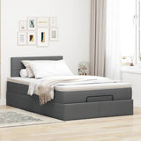 Ottoman Bed with Mattress & LEDs Dark Grey King Single Fabric - Top-Down View