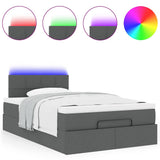 Ottoman Bed with Mattress & LEDs Dark Grey King Single Fabric - 45-Degree Angle