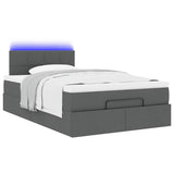 Ottoman Bed with Mattress & LEDs Dark Grey King Single Fabric - Rear View