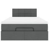 Ottoman Bed with Mattress & LEDs Dark Grey King Single Fabric