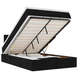 Ottoman Bed with Mattress & LEDs Black King Single Fabric - Front View