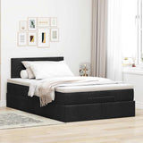 Ottoman Bed with Mattress & LEDs Black King Single Fabric - Top-Down View