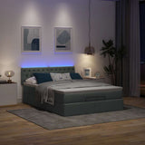 Ottoman Bed with Mattress & LEDs Dark Grey Double Fabric