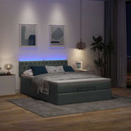 Ottoman Bed with Mattress & LEDs Dark Grey Double Fabric