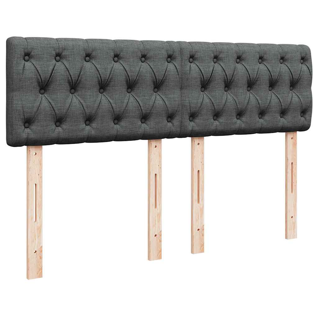 Ottoman Bed with Mattress & LEDs Dark Grey Queen Fabric