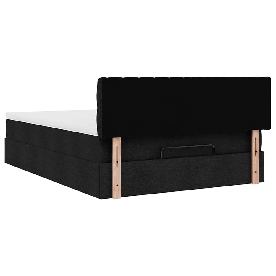 Ottoman Bed with Mattress & LEDs Black Queen Fabric