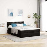 Ottoman Bed with Mattress & LEDs Black Queen Fabric - Rear View