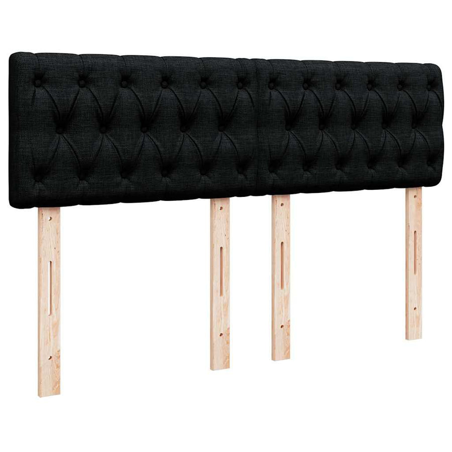 Ottoman Bed with Mattress & LEDs Black Queen Fabric