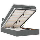 Ottoman Bed with Mattress & LEDs Dark Grey King Single Fabric - Front View