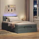 Ottoman Bed with Mattress & LEDs Dark Grey King Single Fabric - Side View