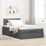 Ottoman Bed with Mattress & LEDs Dark Grey King Single Fabric - Rear View