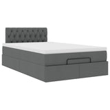 Ottoman Bed with Mattress & LEDs Dark Grey King Single Fabric - Close-Up Angle