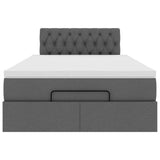 Ottoman Bed with Mattress & LEDs Dark Grey King Single Fabric