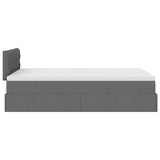 Ottoman Bed with Mattress & LEDs Dark Grey King Single Fabric
