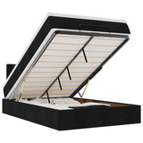 Ottoman Bed with Mattress & LEDs Black King Single Fabric - Front View