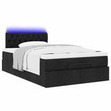 Ottoman Bed with Mattress & LEDs Black King Single Fabric - 45-Degree Angle