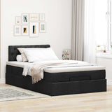 Ottoman Bed with Mattress & LEDs Black King Single Fabric - Rear View