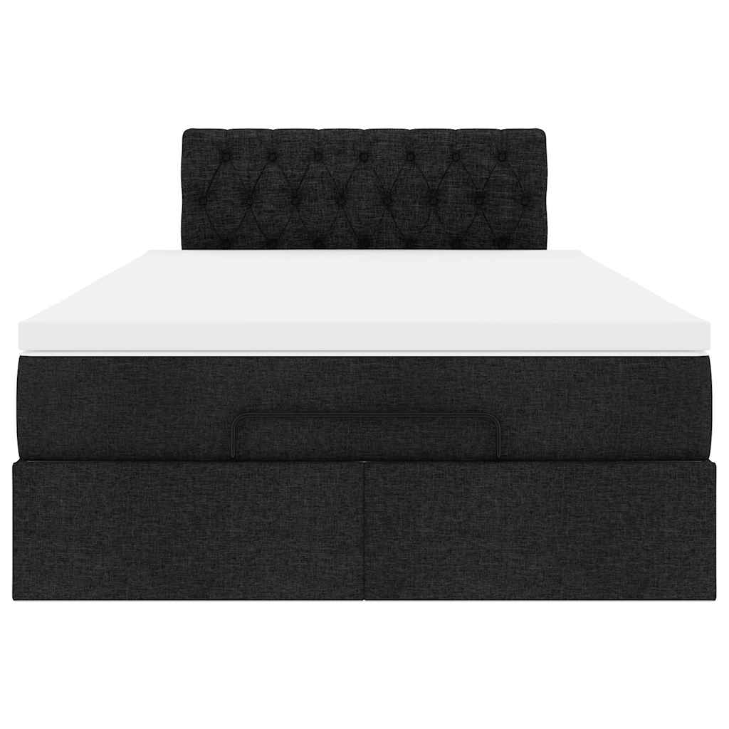 Ottoman Bed with Mattress & LEDs Black King Single Fabric