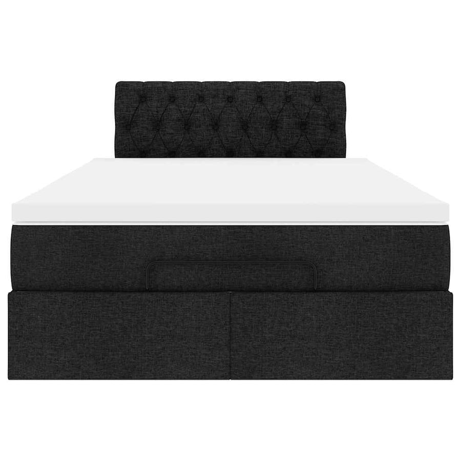 Ottoman Bed with Mattress & LEDs Black King Single Fabric