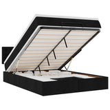 Ottoman Bed with Mattress & LEDs Black Double Fabric