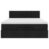 Ottoman Bed with Mattress & LEDs Black Double Fabric