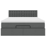 Ottoman Bed with Mattress & LEDs Dark Grey Queen Fabric