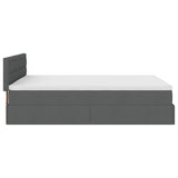 Ottoman Bed with Mattress & LEDs Dark Grey Queen Fabric - Extra Image