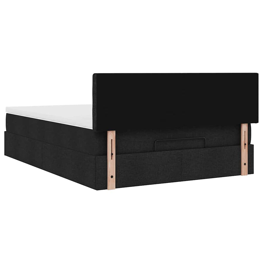 Ottoman Bed with Mattress & LEDs Black Queen Fabric
