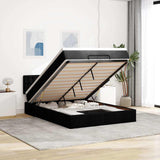 Ottoman Bed with Mattress & LEDs Black Queen Fabric
