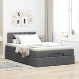 Ottoman Bed with Mattress & LEDs Dark Grey King Single Fabric - Top-Down View