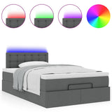 Ottoman Bed with Mattress & LEDs Dark Grey King Single Fabric - 45-Degree Angle