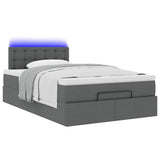 Ottoman Bed with Mattress & LEDs Dark Grey King Single Fabric - Rear View