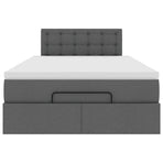 Ottoman Bed with Mattress & LEDs Dark Grey King Single Fabric