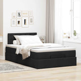 Ottoman Bed with Mattress & LEDs Black King Single Fabric - Top-Down View