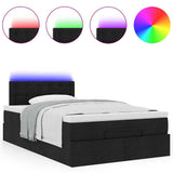 Ottoman Bed with Mattress & LEDs Black King Single Fabric - 45-Degree Angle