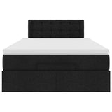 Ottoman Bed with Mattress & LEDs Black King Single Fabric - Low Angle