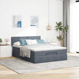 Ottoman Bed with Mattress & LEDs Dark Grey Double Velvet - Top-Down View