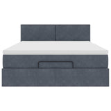 Ottoman Bed with Mattress & LEDs Dark Grey Double Velvet