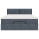 Ottoman Bed with Mattress & LEDs Dark Grey Double Velvet