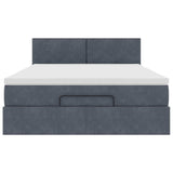 Ottoman Bed with Mattress & LEDs Dark Grey Double Velvet - Rear View