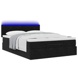 Ottoman Bed with Mattress & LEDs Black Double Velvet - Side View