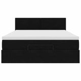Ottoman Bed with Mattress & LEDs Black Double Velvet - Rear View