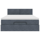 Ottoman Bed with Mattress & LEDs Dark Grey Queen Velvet - Rear View