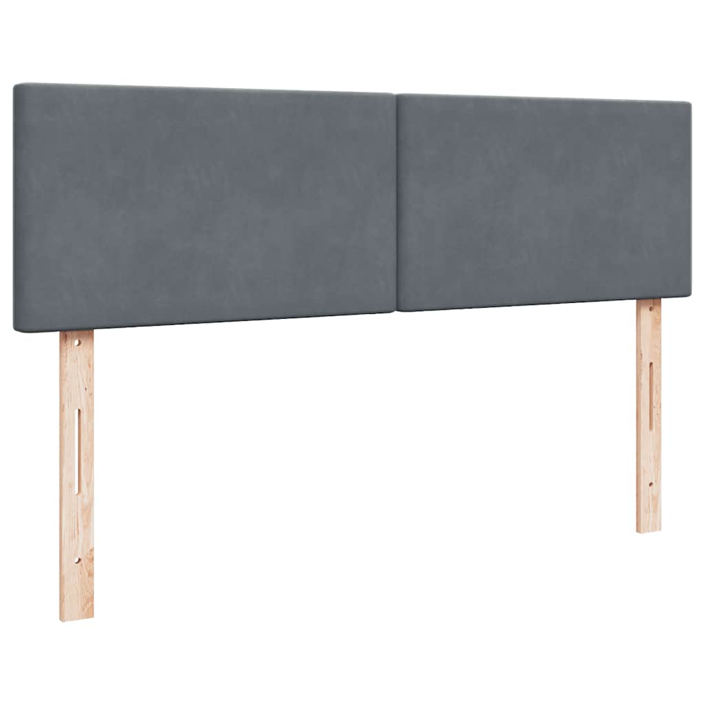 Ottoman Bed with Mattress & LEDs Dark Grey Queen Velvet