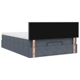 Ottoman Bed with Mattress & LEDs Dark Grey Queen Velvet - Extra Image