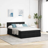 Ottoman Bed with Mattress & LEDs Black Queen Velvet